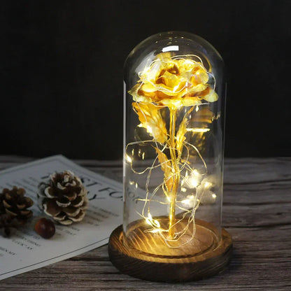 Ewige Rose in Glasdome | Handverlesen, LED-beleuchtet &amp; Ideal für romantische Geschenke und Wohnkultur