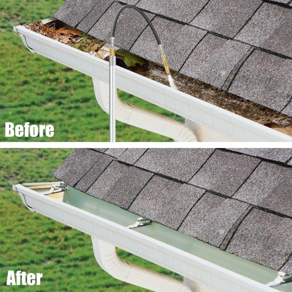 Teleskop-Dachrinnenreiniger mit Hochdruckdüse – 175 cm Verlängerung &amp; 180° Sprühkopf für sichere Reinigung vom Boden aus