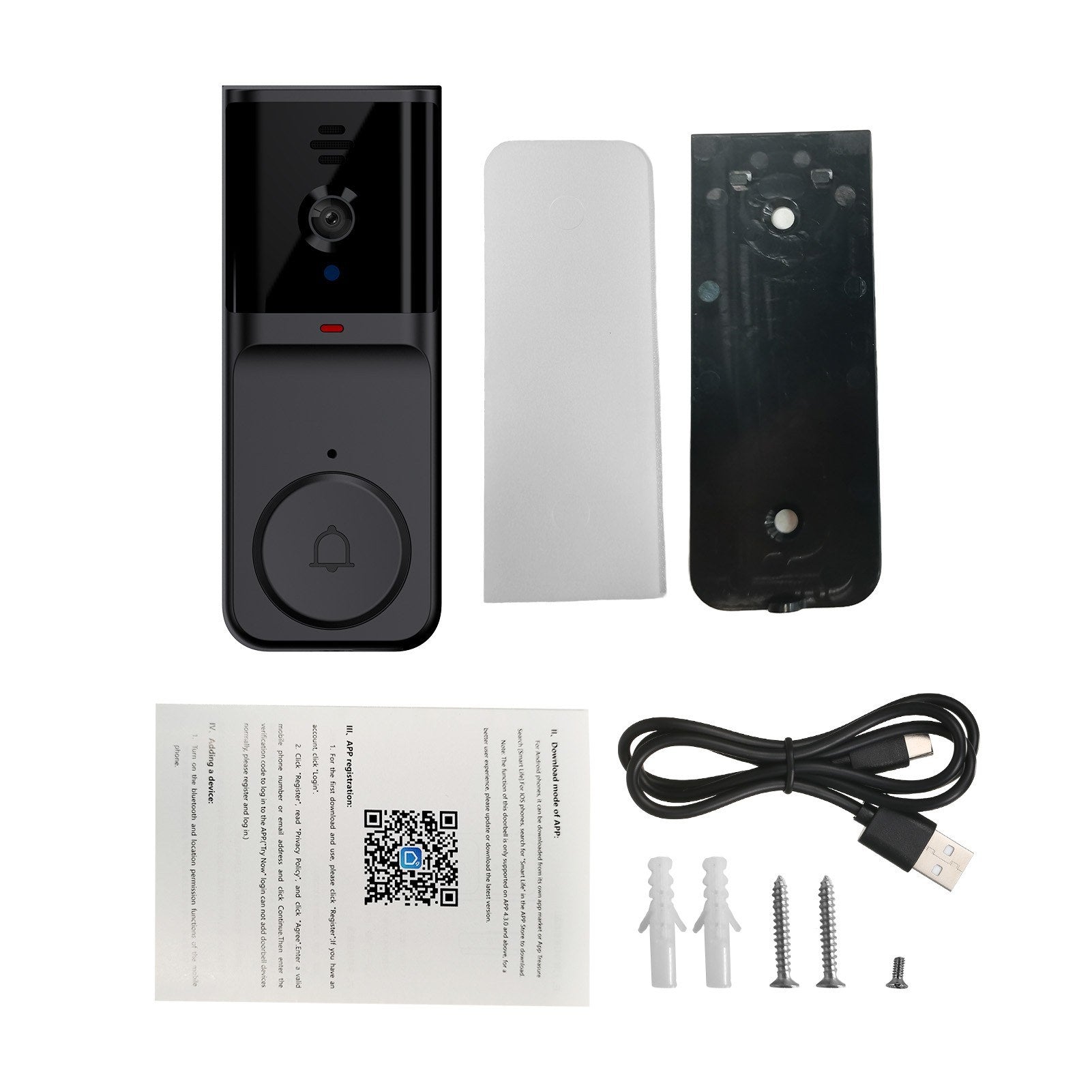 Kabellose Smart Türklingel Kamera mit Chime, Infrarot-Nachtsicht, 2-Wege-Audio, große Reichweite, 2,4G WLAN, kompatibel mit TY APP – Ideal für Zuhause, Büro &amp; Wohnung