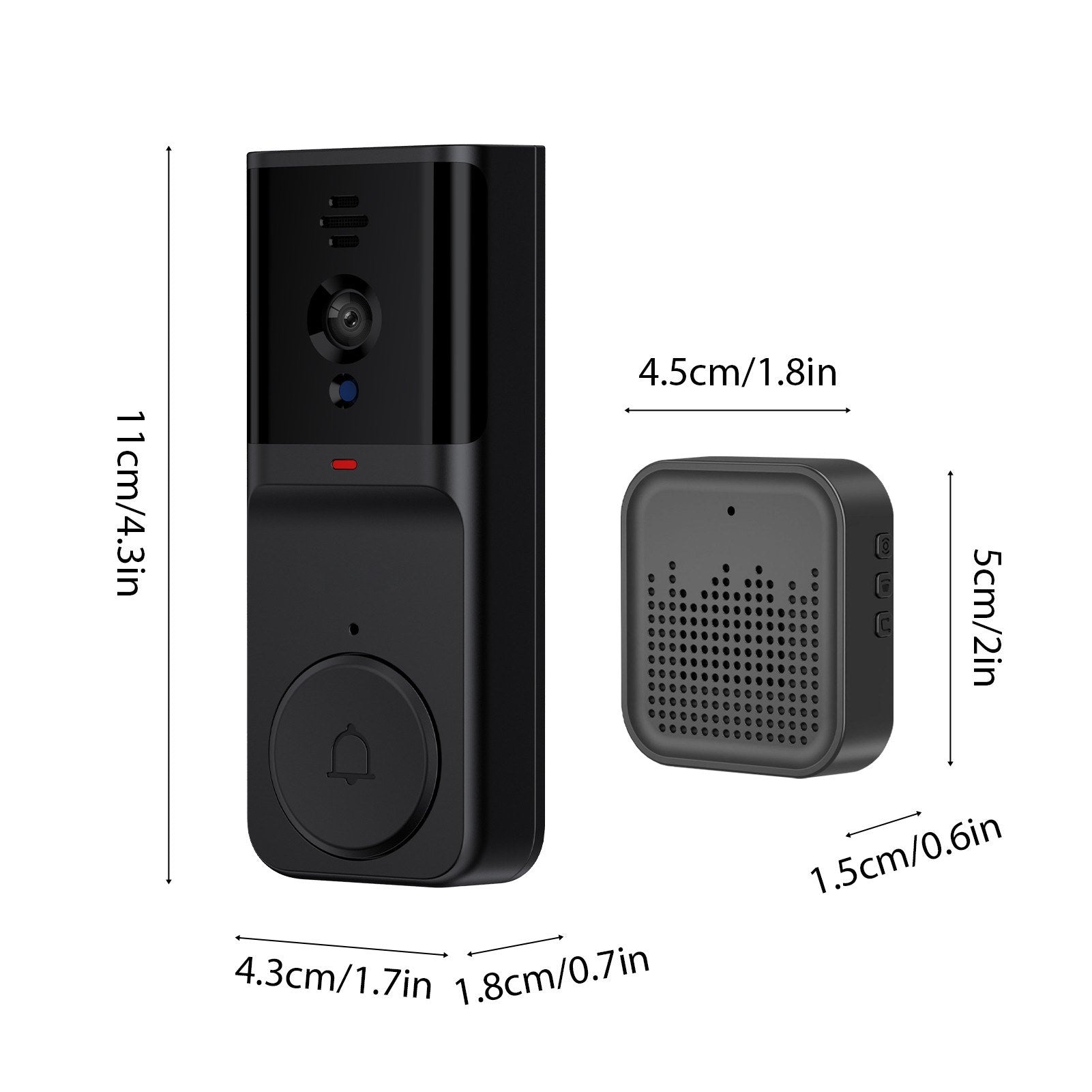 Kabellose Smart Türklingel Kamera mit Chime, Infrarot-Nachtsicht, 2-Wege-Audio, große Reichweite, 2,4G WLAN, kompatibel mit TY APP – Ideal für Zuhause, Büro &amp; Wohnung