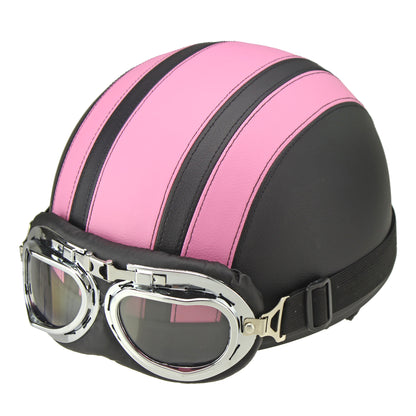 Retro-Halbgesichts-Motorradhelm mit Schutzbrille