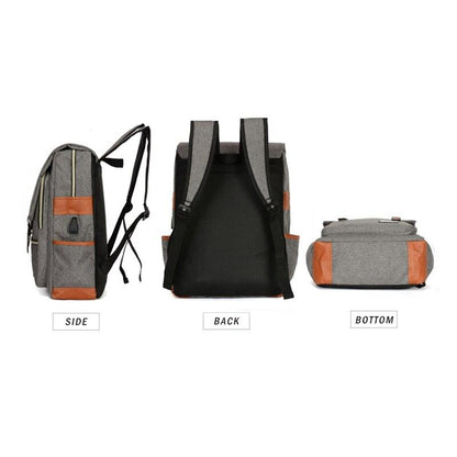 Vintage Laptop Rucksack mit USB – Schulrucksack für Uni, Reisen &amp; Alltag, 15.6 Zoll