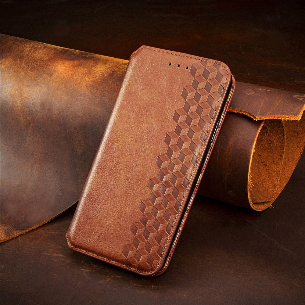 Luxuriöse Lederhülle mit Klapp-/Brieftasche für iPhone