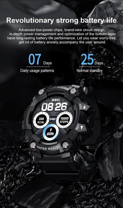 Zelara Multisport HD Großbild-Fitnesstracker im Camouflage-Stil Smart Watch für Android IOS