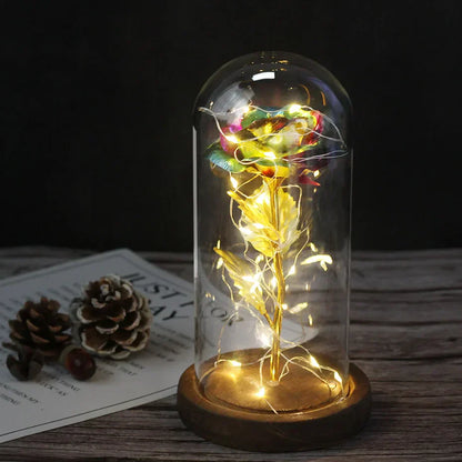 Ewige Rose in Glasdome | Handverlesen, LED-beleuchtet &amp; Ideal für romantische Geschenke und Wohnkultur