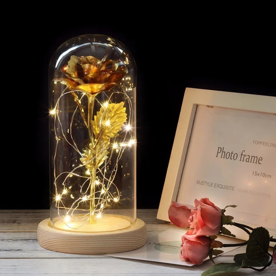 Ewige Rose in Glasdome | Handverlesen, LED-beleuchtet &amp; Ideal für romantische Geschenke und Wohnkultur