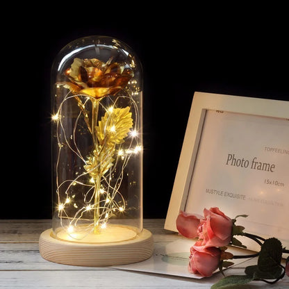 Ewige Rose in Glasdome | Handverlesen, LED-beleuchtet &amp; Ideal für romantische Geschenke und Wohnkultur