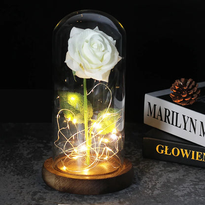 Ewige Rose in Glasdome | Handverlesen, LED-beleuchtet &amp; Ideal für romantische Geschenke und Wohnkultur