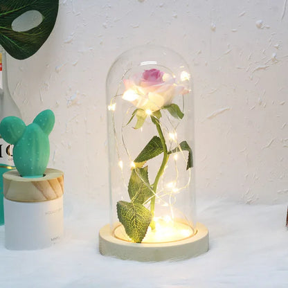 Ewige Rose in Glasdome | Handverlesen, LED-beleuchtet &amp; Ideal für romantische Geschenke und Wohnkultur