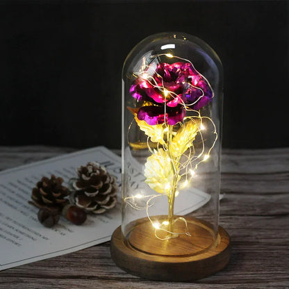 Ewige Rose in Glasdome | Handverlesen, LED-beleuchtet &amp; Ideal für romantische Geschenke und Wohnkultur