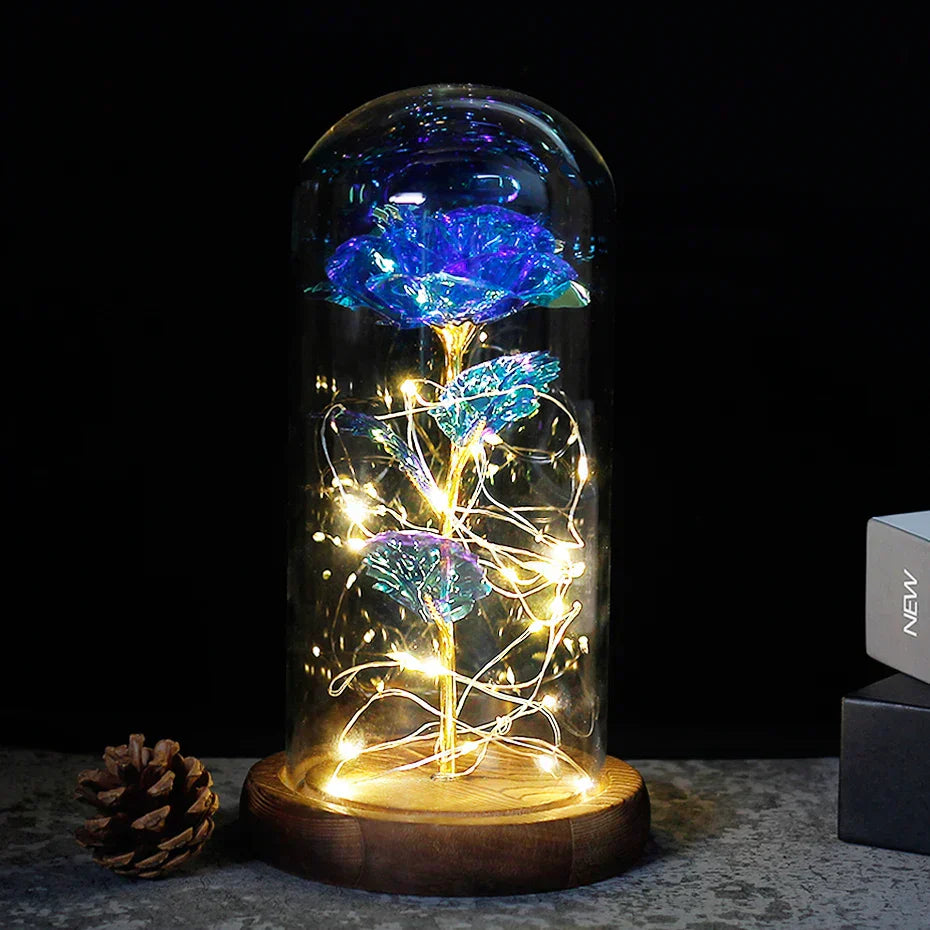 Ewige Rose in Glasdome | Handverlesen, LED-beleuchtet &amp; Ideal für romantische Geschenke und Wohnkultur