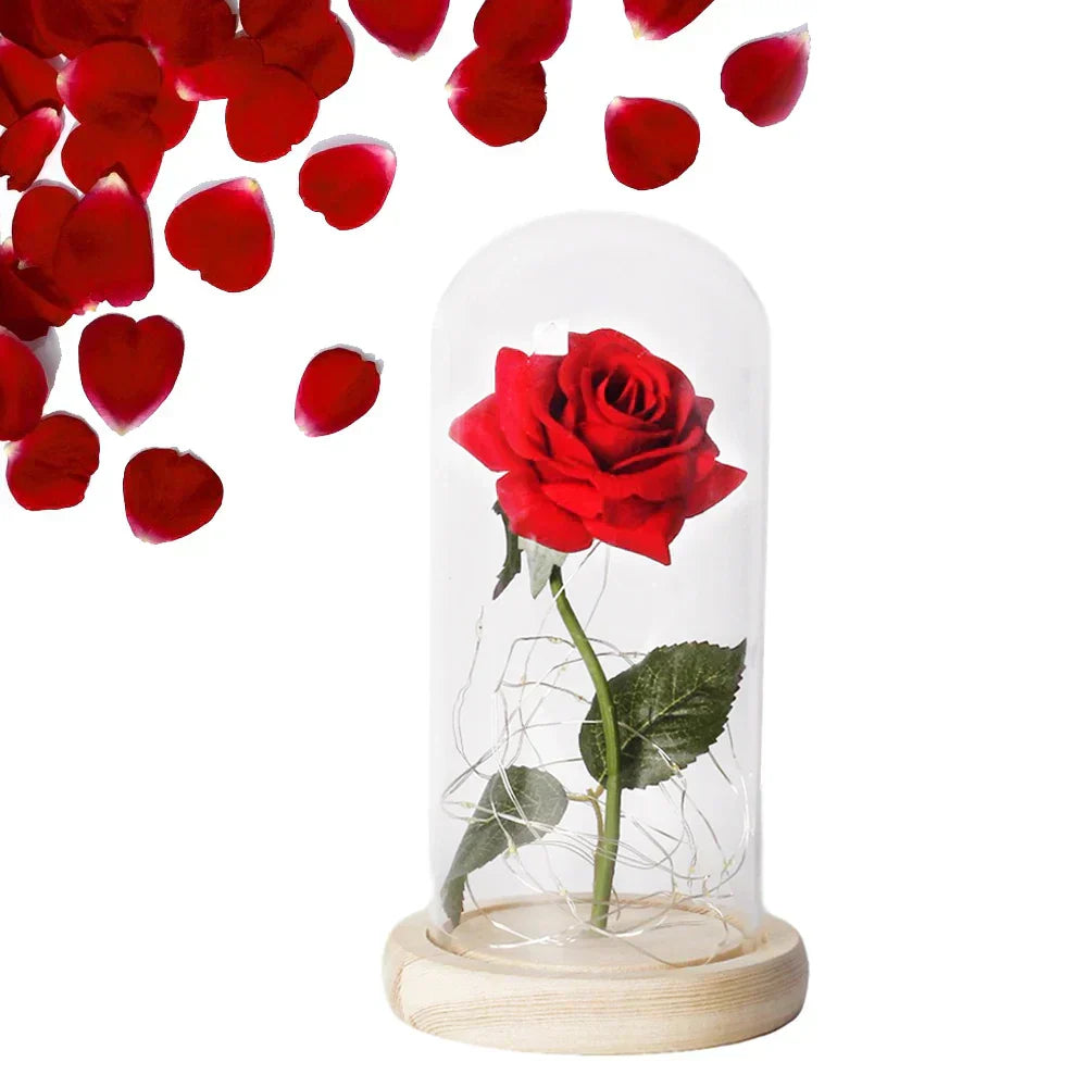 Ewige Rose in Glasdome | Handverlesen, LED-beleuchtet &amp; Ideal für romantische Geschenke und Wohnkultur