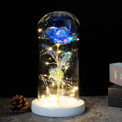 Ewige Rose in Glasdome | Handverlesen, LED-beleuchtet &amp; Ideal für romantische Geschenke und Wohnkultur