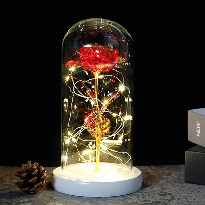 Ewige Rose in Glasdome | Handverlesen, LED-beleuchtet &amp; Ideal für romantische Geschenke und Wohnkultur