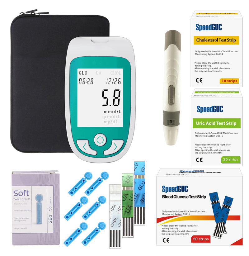3 in 1 Multifunktionaler Gesundheitsmonitor (Cholesterin, Glukose &amp; Harnsäure)