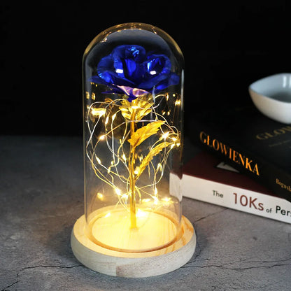 Ewige Rose in Glasdome | Handverlesen, LED-beleuchtet &amp; Ideal für romantische Geschenke und Wohnkultur