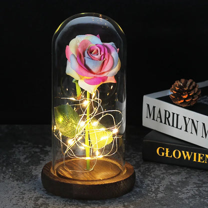 Ewige Rose in Glasdome | Handverlesen, LED-beleuchtet &amp; Ideal für romantische Geschenke und Wohnkultur