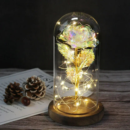 Ewige Rose in Glasdome | Handverlesen, LED-beleuchtet &amp; Ideal für romantische Geschenke und Wohnkultur