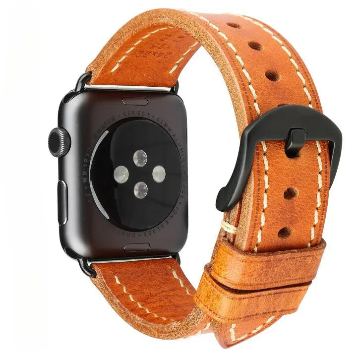 Italienisches Kalbsleder-Echtlederarmband für Apple Watch