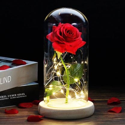 Ewige Rose in Glasdome | Handverlesen, LED-beleuchtet &amp; Ideal für romantische Geschenke und Wohnkultur
