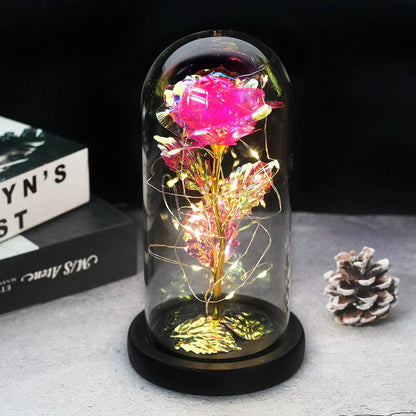 Ewige Rose in Glasdome | Handverlesen, LED-beleuchtet &amp; Ideal für romantische Geschenke und Wohnkultur