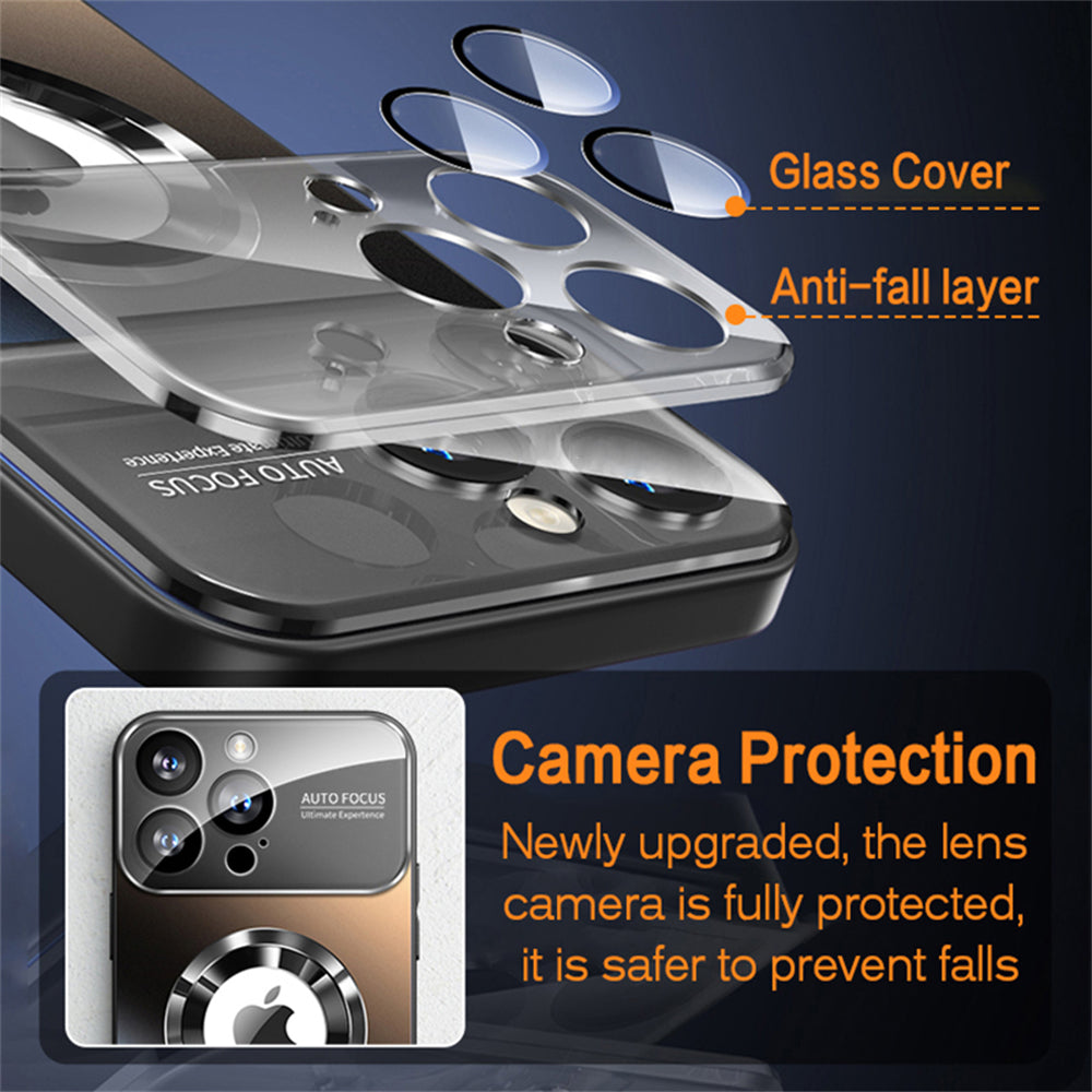 Luxus Matte Magnetische iPhone-Hülle mit Glaslinsen-Kameraschutz | Stoßfeste Tasche &amp; MagSafe Case | Panzer-Schutzhülle für Apple iPhone 15/14/13 Pro Max Plus | Handyhülle in limitierter Auflage