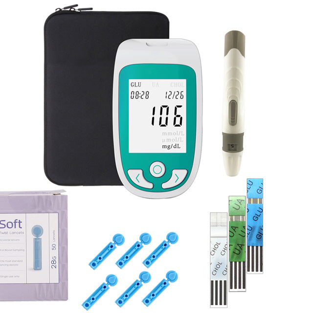 3 in 1 Multifunktionaler Gesundheitsmonitor (Cholesterin, Glukose &amp; Harnsäure)