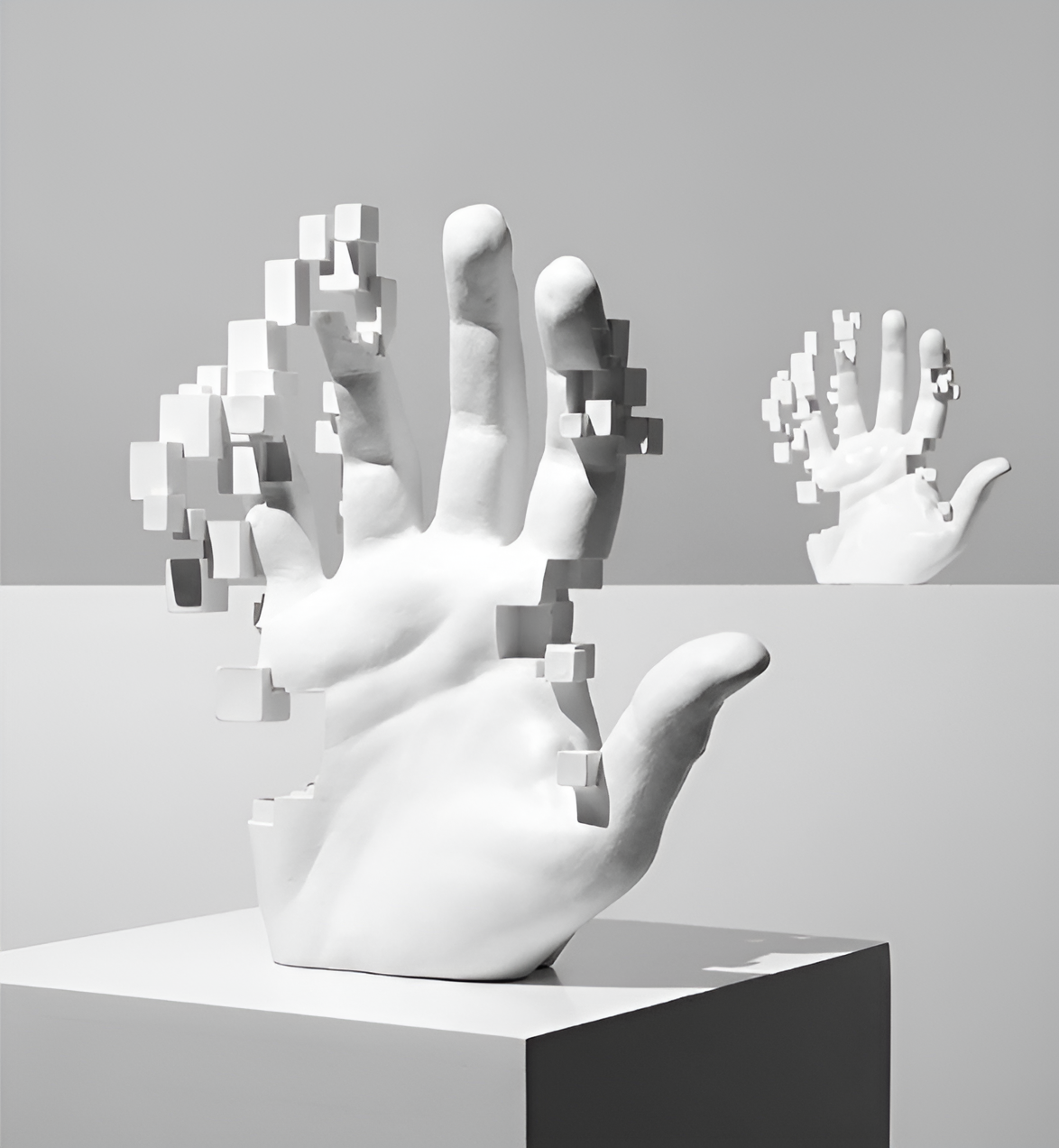 Mosaik-Hand Statue aus Harz – Abstrakte Palmfigur