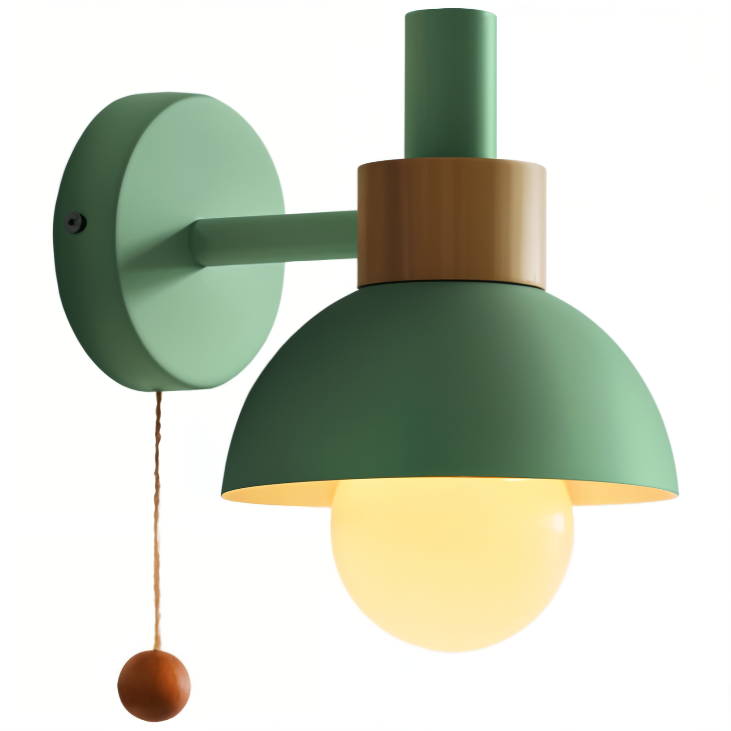 PastelPop Wandlampe – Holz- &amp; Eisen Pastell Macaron Wandlampe mit Zugschalter