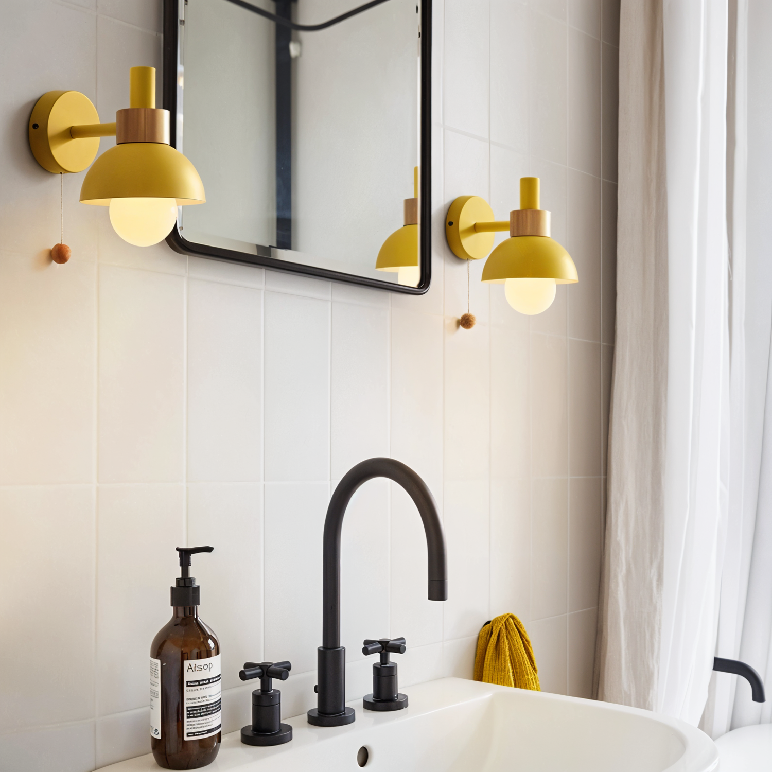 PastelPop Wandlampe – Holz- &amp; Eisen Pastell Macaron Wandlampe mit Zugschalter