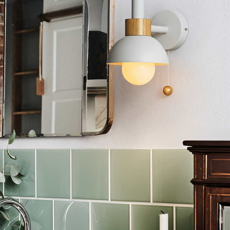 PastelPop Wandlampe – Holz- &amp; Eisen Pastell Macaron Wandlampe mit Zugschalter
