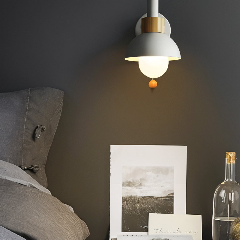 PastelPop Wandlampe – Holz- &amp; Eisen Pastell Macaron Wandlampe mit Zugschalter
