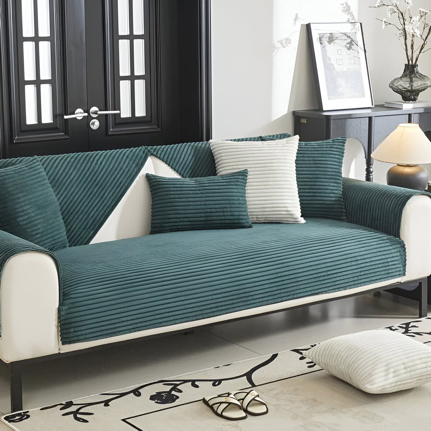 PuffSoft | Rutschfester Plüschsamt Sofabezug