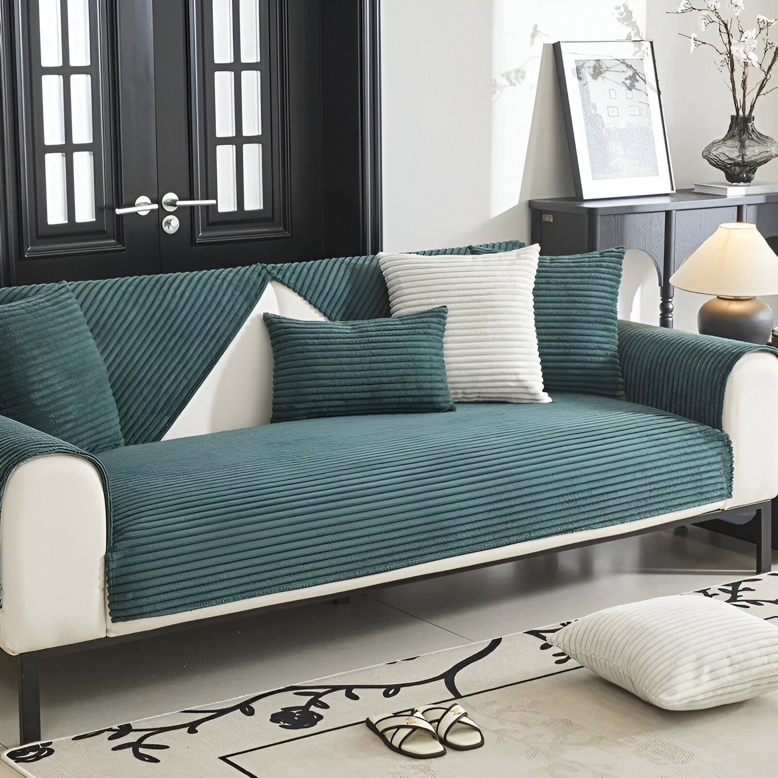 PuffSoft | Rutschfester Plüschsamt Sofabezug