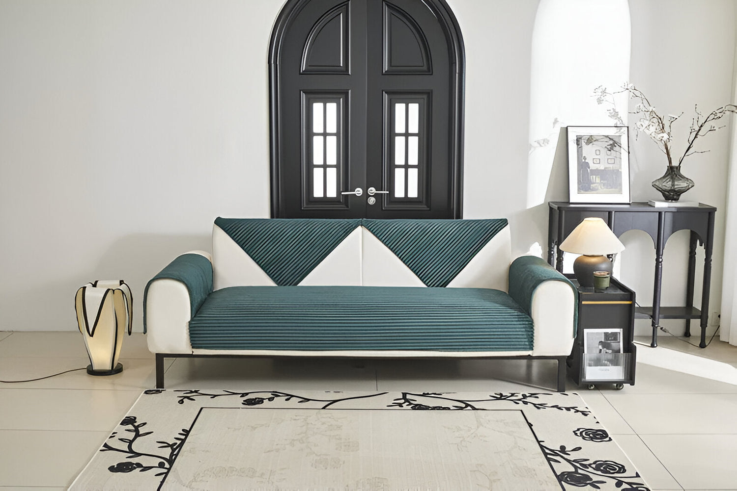 PuffSoft | Rutschfester Plüschsamt Sofabezug