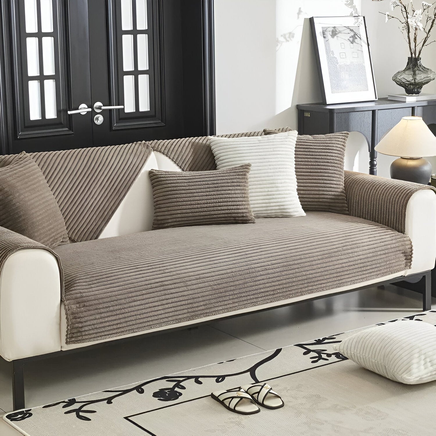 PuffSoft | Rutschfester Plüschsamt Sofabezug