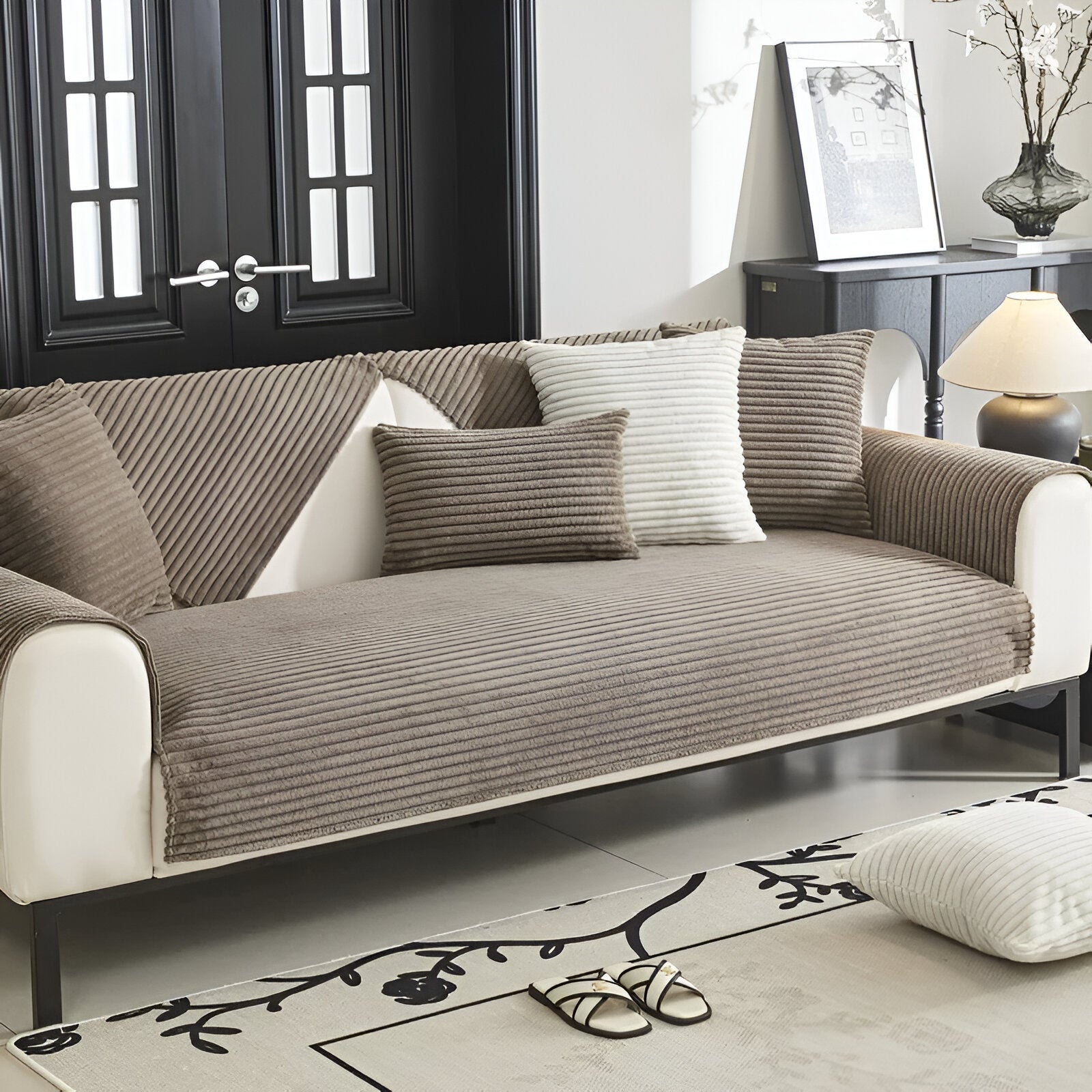 PuffSoft | Rutschfester Plüschsamt Sofabezug