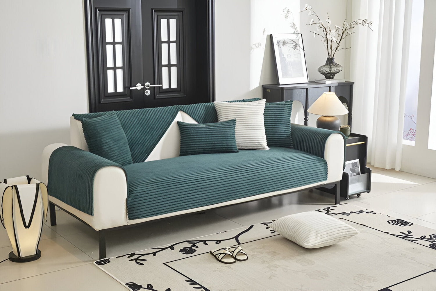 PuffSoft | Rutschfester Plüschsamt Sofabezug