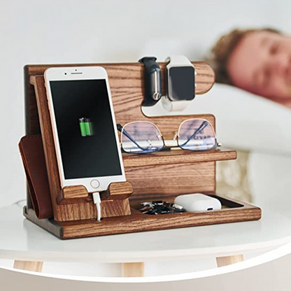 Zelara - Hölzernes Telefon Ladestation Lagerregal Schreibtisch Organisator