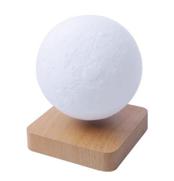Schwebende Mondlampe 3D Druck, Magnetische Levitation, Rotierende LED Nachtlampe, Kabelloses Laden, 3 Lichtfarben