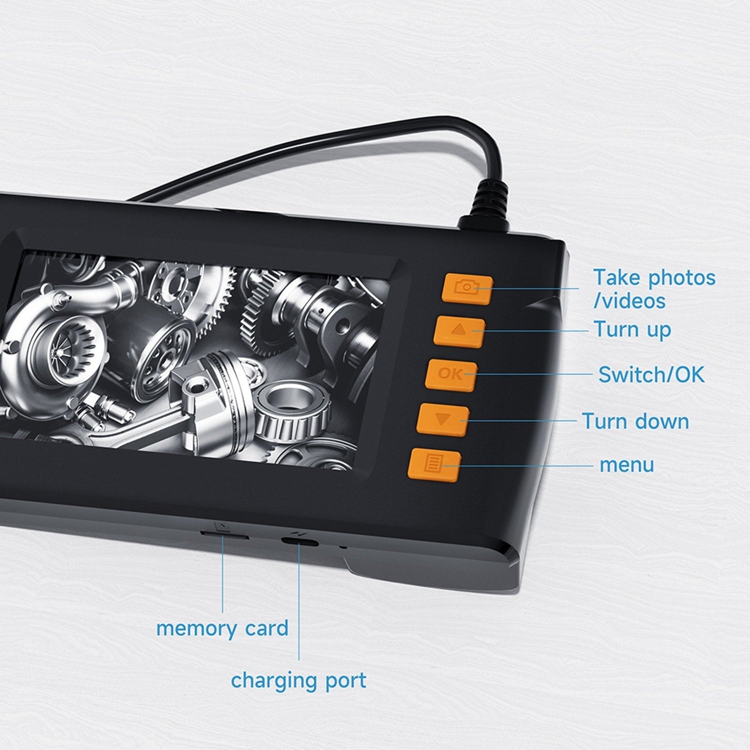 1080P HD Endoskopkamera mit 4,3 LCD &amp; 8 LED-Leuchten