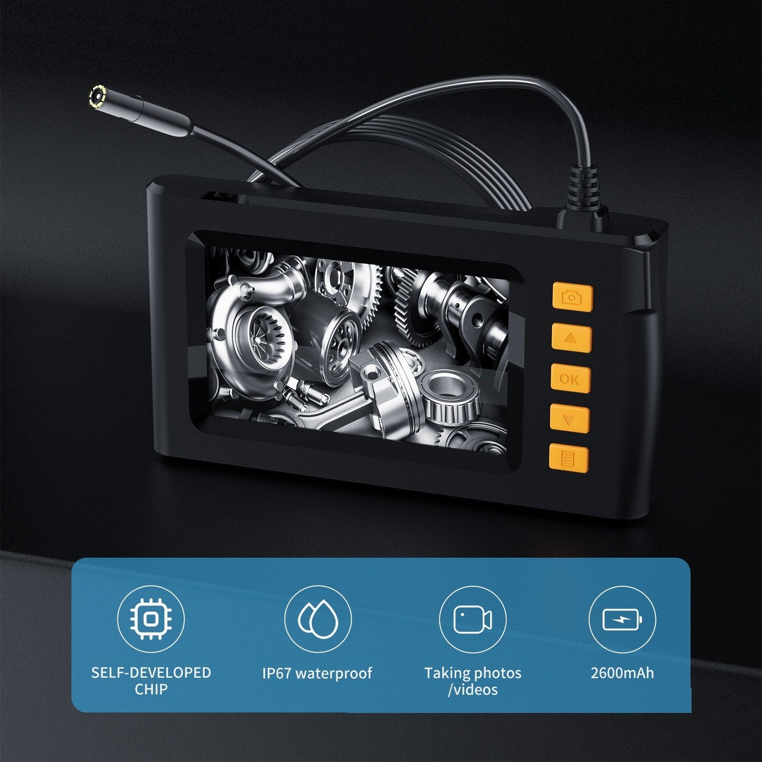 1080P HD Endoskopkamera mit 4,3 LCD &amp; 8 LED-Leuchten
