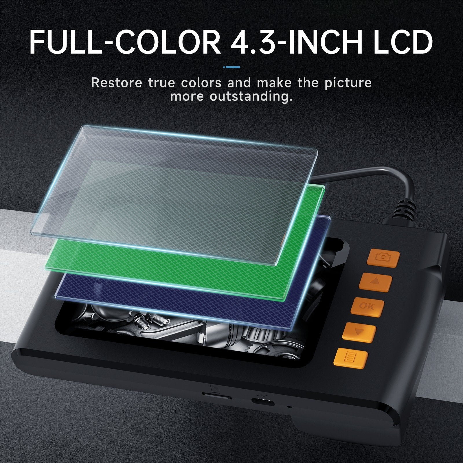 1080P HD Endoskopkamera mit 4,3 LCD &amp; 8 LED-Leuchten