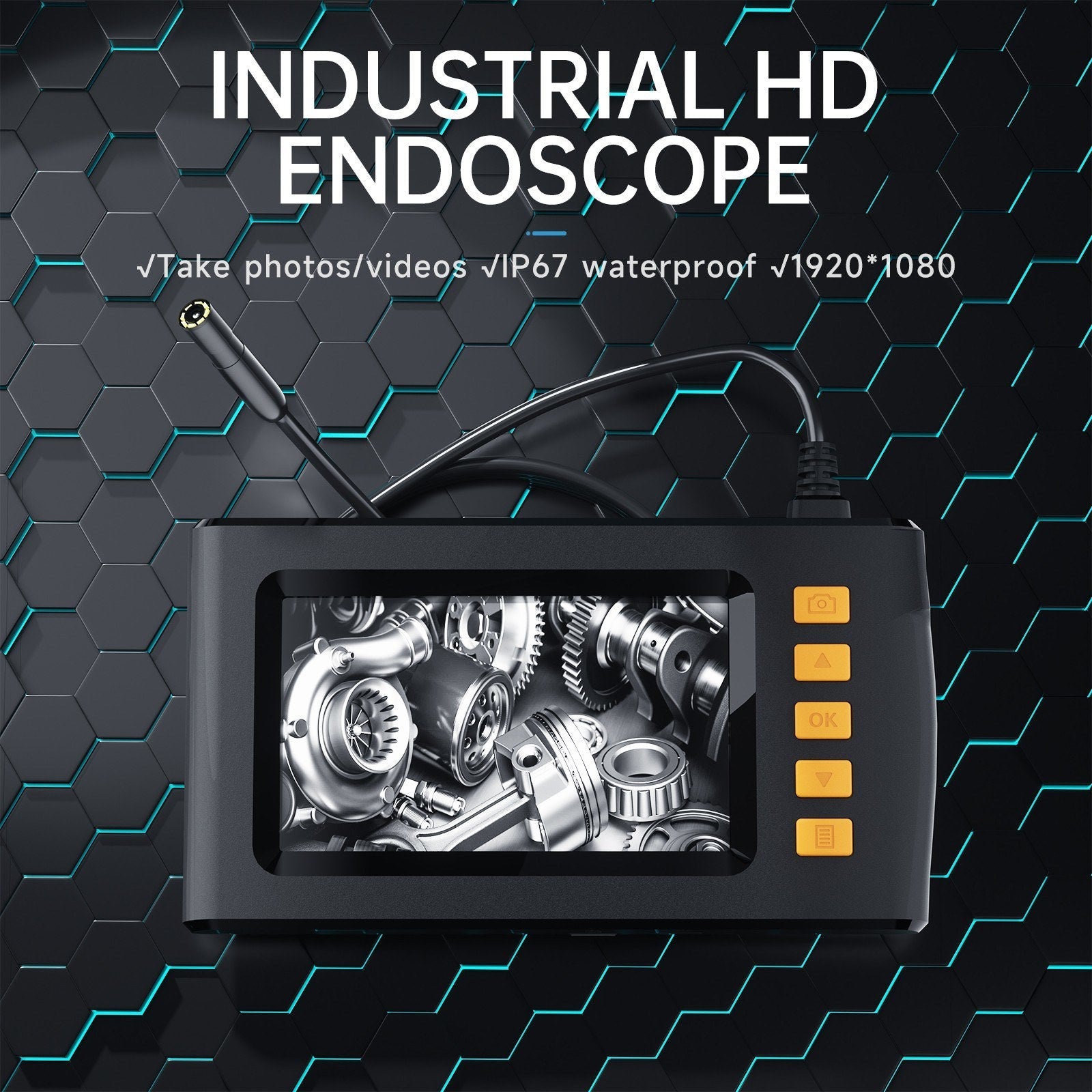 1080P HD Endoskopkamera mit 4,3 LCD &amp; 8 LED-Leuchten