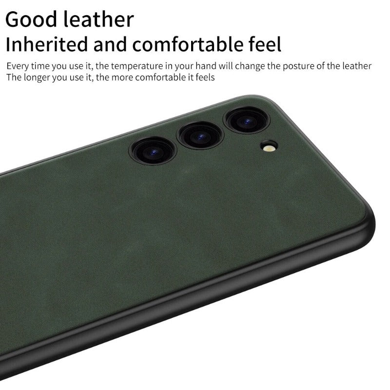 Luxuriöse, galvanisierte Leder-Softshell-Handyhülle mit ultradünner Haut für Samsung S24 S23