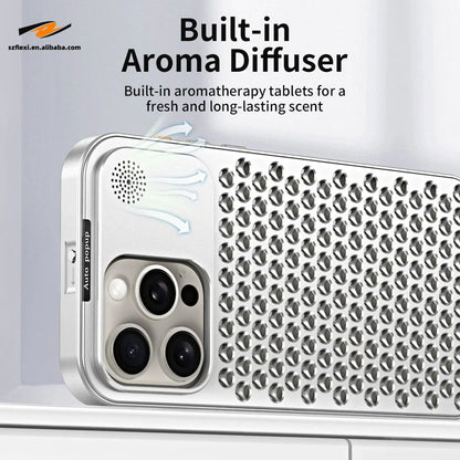 Luxus Aluminium Wärmeableitung Metall Hohl Duft Kühlung Abnehmbares Handyhülle Für IPhone
