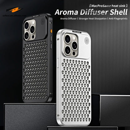 Luxus Aluminium Wärmeableitung Metall Hohl Duft Kühlung Abnehmbares Handyhülle Für IPhone