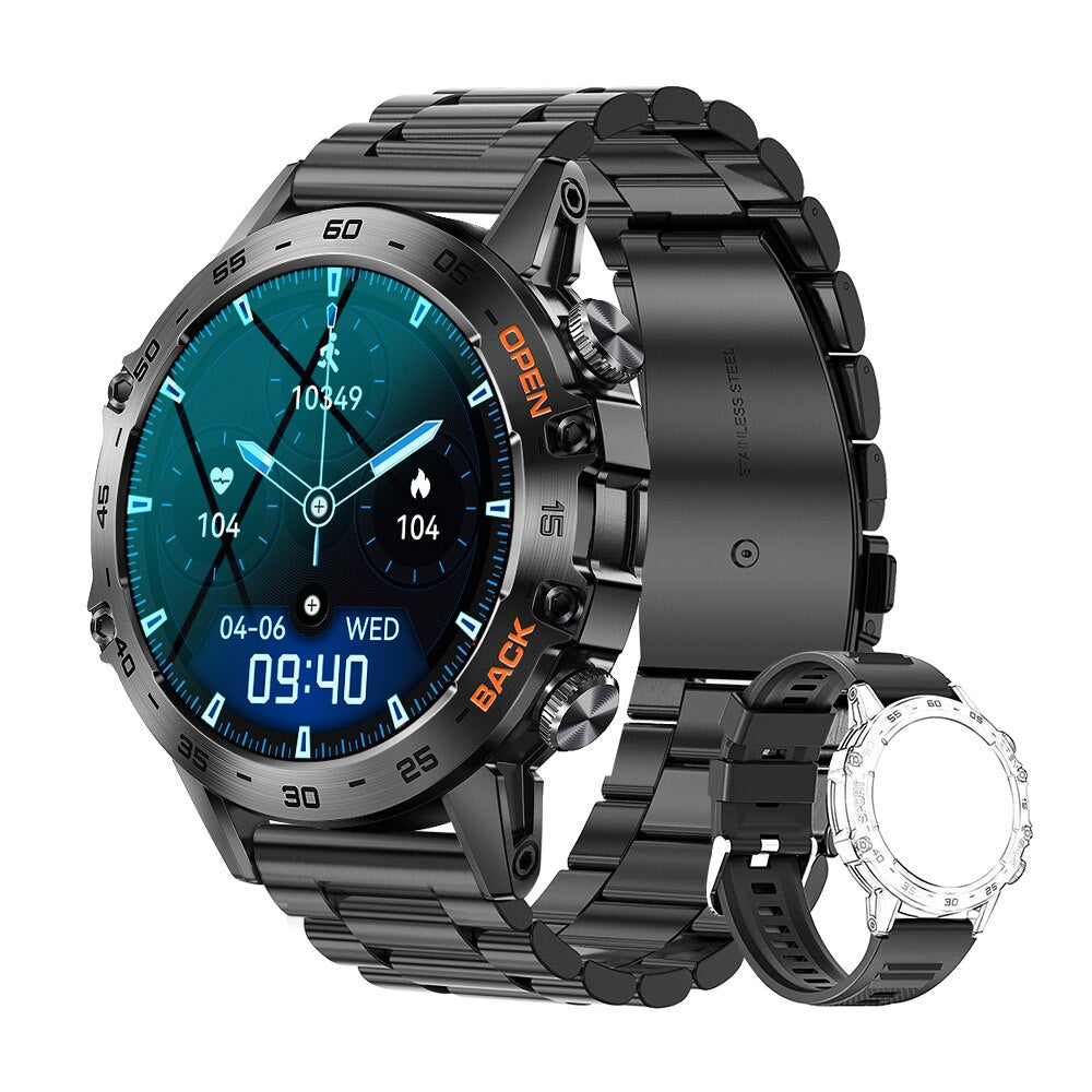 Luxus 1.39&quot; Bluetooth Anruf Smartwatch Männer Sport Fitness Uhren | IP68 Wasserdichte Smartwatch für Xiaomi Android iOS K52 - Smartwatch, Sport, Fitness, wasserdicht