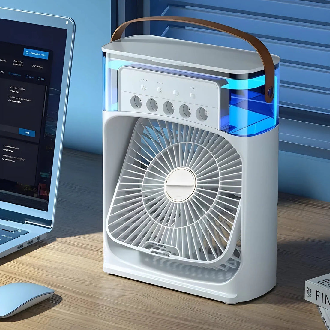 Tragbarer Klimaanlage 3-in-1 | Ventilator, Luftbefeuchter und 7 Farben LED