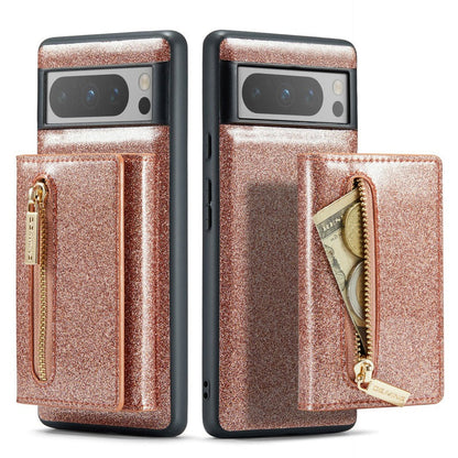 Magnet Abnehmbare Bling Glitter Leder Telefon Brieftasche Fall Mit Ständer Für Google Pixel 8 7